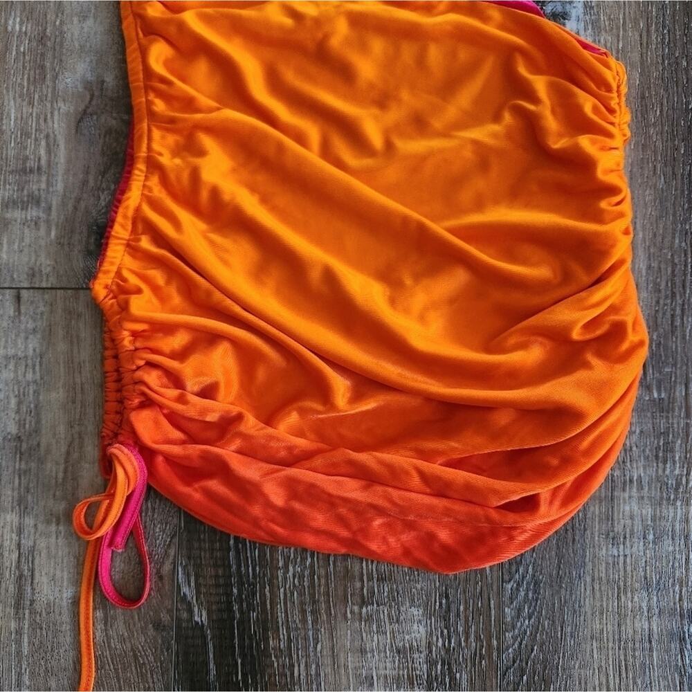 Andreadamo Draped Jersey Mono Shoulder Crop Top in Sex On the Beach Orange Small - Picture 7 of 14